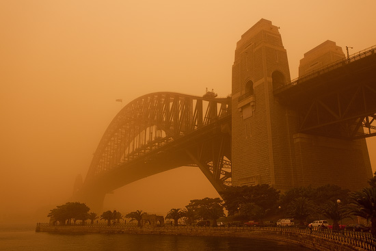 Sydney Harbour Bridge under Dust Blanket, Sydney, Australia Sydney Harbour Bridge under Dust Blanket, Sydney, Australia