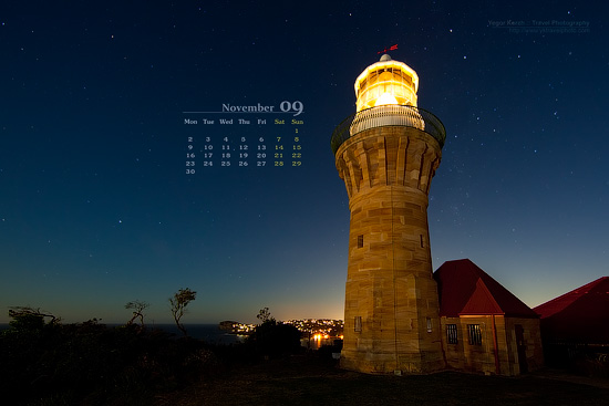 Barrenjoey Lighthouse Calendar November 2009