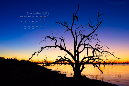 Lake Pamamaroo December 2009 Desktop Wallpaper Calendar